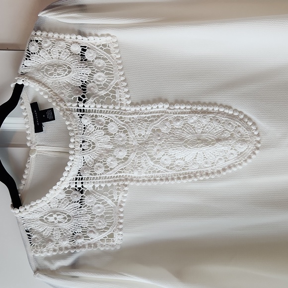 Ivory Sheer Long Sleeve Blouse with crochet detail - Picture 2 of 8